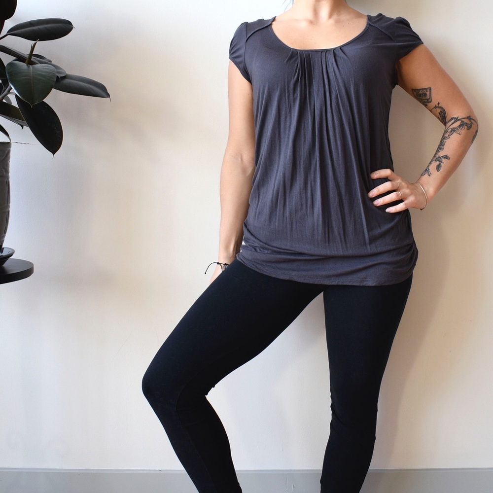 Cool Grey Pleated Blouse